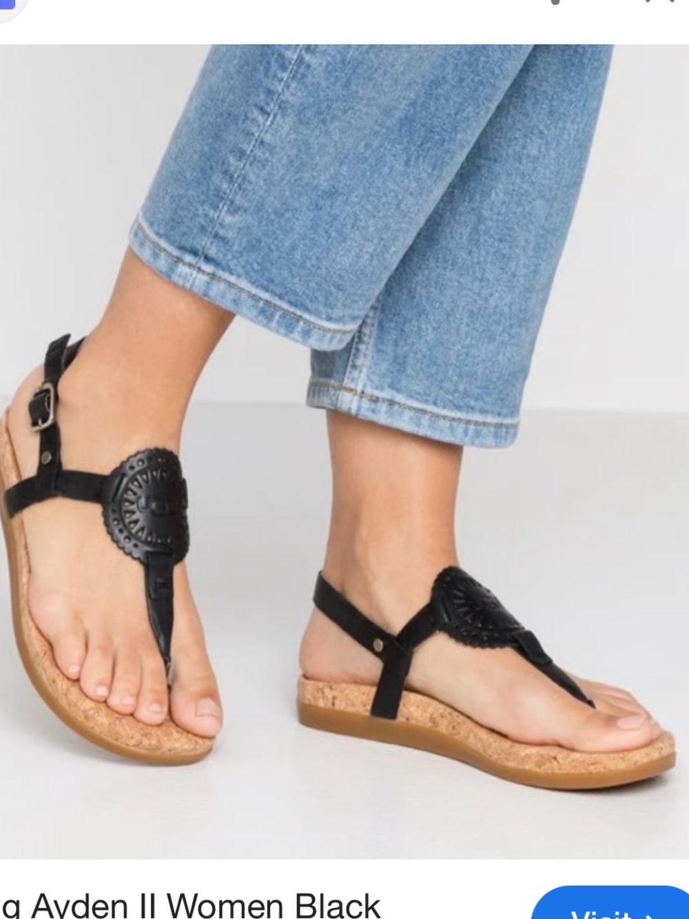 UGG Ayden II Women's Black Cork Thong Sandals